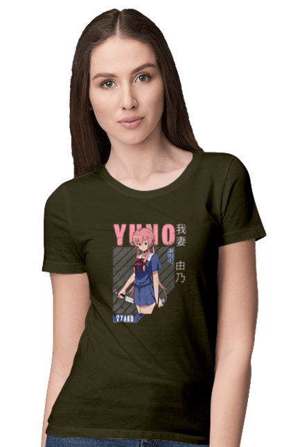 Women's t-shirt with prints Future Diary Yuno Gasai. Anime, future diary, manga, survival game, yandere, yuno gasai. 2070702