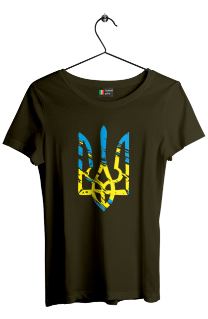 Women`s t-shirt with prints With Coat of Arms. Coat of arms, patriotic, trident, with a trident. 2070702