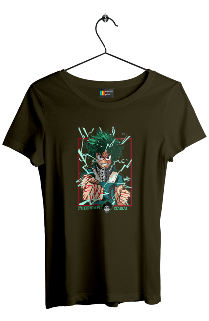 Футболка жіноча з принтом "Моя академія героїв Мідорія". Izuku, midoriya, my hero academia, аніме, ізуку мідорія, манга, мідорія, моя геройська академія. 2070702