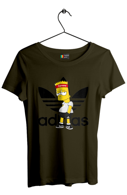 Футболка женская с принтом Adidas Барт. Adidas, bart, адидас, барт, симпсон. 2070702