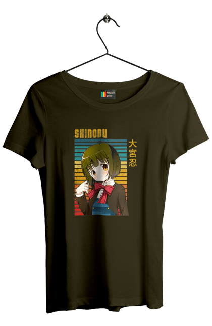 Women's t-shirt with prints Kiniro Mosaic Shinobu Omiya. Anime, gold mosaic, kiniro mosaic, kinmoza, manga, shinobu, shinobu omiya. 2070702