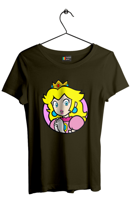 Футболка женская с принтом Марио Принцесса Пич. Mario bros, nintendo, princess peach, super mario bros, братья супер марио, игра, марио, персонаж, принцесса пич. 2070702