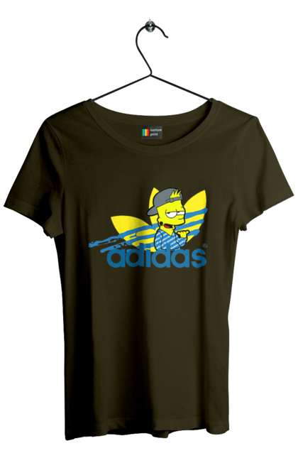 Футболка женская с принтом Adidas Барт. Adidas, bart, адидас, барт, симпсон. 2070702