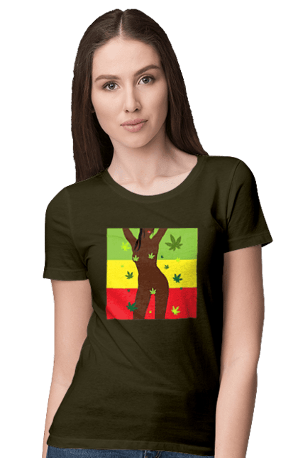 Футболка женская с принтом Голая Девушка И Конопля. 18, голая, конопля, курить, сиськи. 2070702