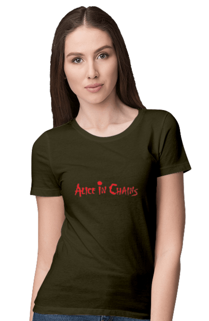 Women's t-shirt with prints Alice in Chains. Alice in chains, alternative metal, alternative rock, group, grunge, hard rock, music, rock, sludge metal. 2070702