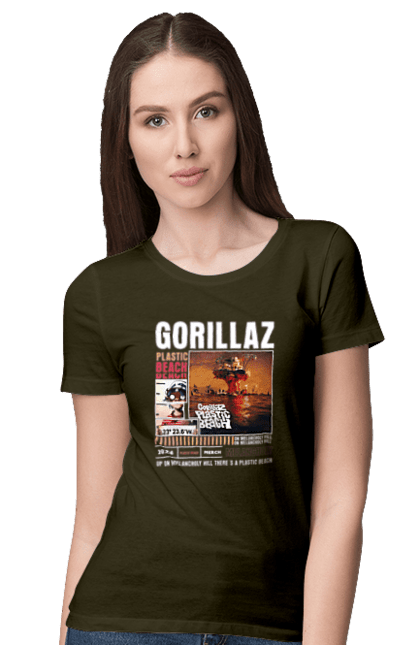 Women's t-shirt with prints Gorillaz. Electronics, gorillaz, group, hip-hop, music, rock. 2070702