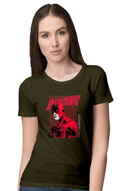 Women's t-shirt with prints Daredevil. Daredevil, lawyer, marvel, matt murdock, superhero, television series, tv series. 2070702