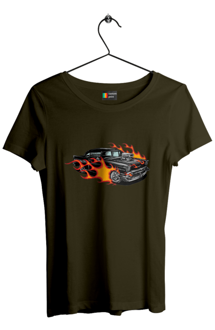 Women`s t-shirt with prints Fire Machine. Car. 2070702