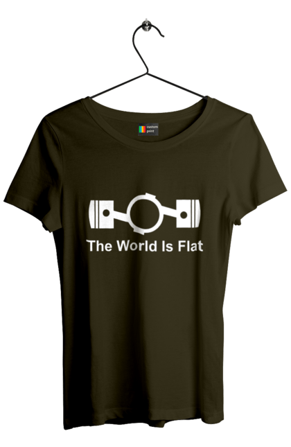 Футболка жіноча з принтом "World Flat". Авто, деталь, машини. 2070702