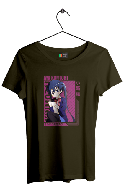 Women's t-shirt with prints Kiniro Mosaic Aya Komichi. Anime, aya komichi, gold mosaic, kiniro mosaic, kinmoza, manga. 2070702