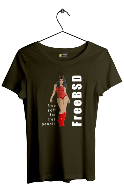 Футболка жіноча з принтом "Freebsd Для Вільних". Bsd, freebsd, unix, адміністратор, айті, айтішник, безкоштовна, безкоштовно, бестія, білий, вільна, демон, демонесса, дівчина, для дорослих, доступність, еротика, еротична, жінка, незалежність, операційна система, ос, програміст, програмне забезпечення, свобода, сисадмін, система, системний адміністратор, софт, текст, червоний. 2070702