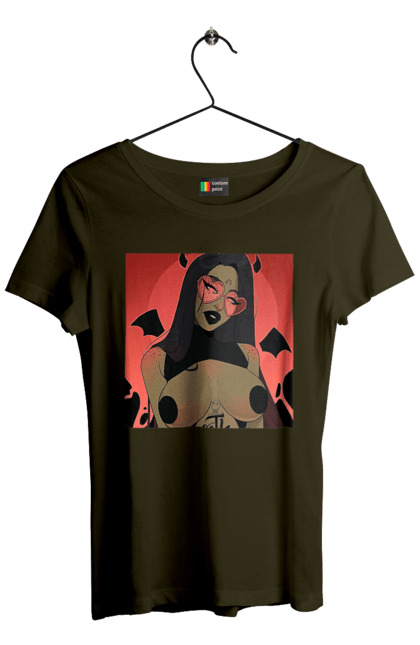 Футболка жіноча з принтом "Диявол З Цицьками". Гола, диявол, сиськи. 2070702