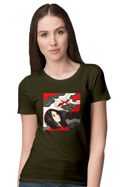 Women's t-shirt with prints Girl and dragon. Dragon, fantasy, romance, young woman. 2070702