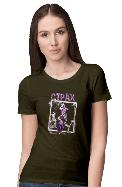 Women's t-shirt with prints Inside Out Fear. Cartoon, emotions, fear, inside out, pixar. 2070702