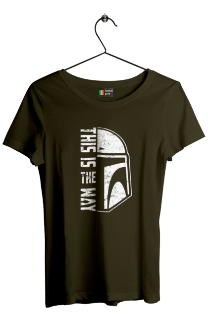 Women's t-shirt with prints This is the way. Baby yoda, cinema, disney, distressed, mandalorian, mandalorian helmet, movies, star wars, television series. 2070702