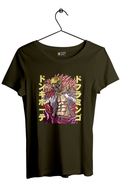 Футболка жіноча з принтом "Ван Піс Донкіхот Дофламінго". Donquixote doflamingo, heavenly yaksha, one piece, аніме, ван пис, ван піс, манга, небесний якша. 2070702