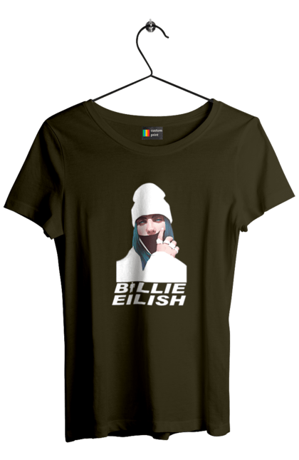 Футболка жіноча з принтом "Біллі Айліш". Біллі айліш, логотип біллі айліш, принт біллі айліш, співачка біллі айліш. 2070702