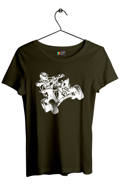 Women`s t-shirt with prints Man On Atv White. Atv, extreme, race. 2070702