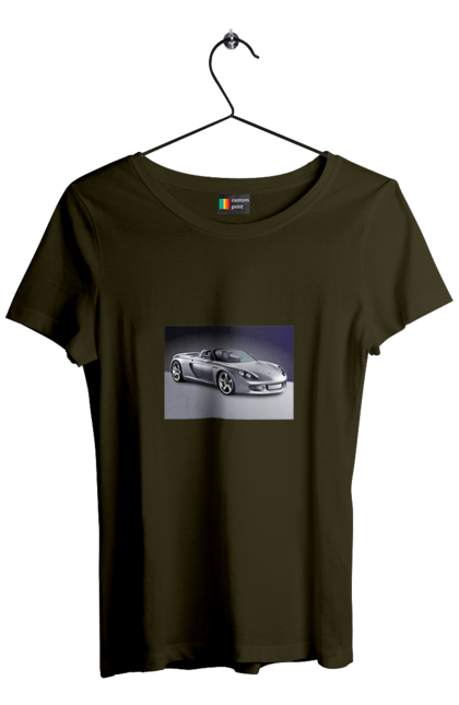 Women`s t-shirt with prints Auto.2. Auto, color image, compartment, photo, sports car. 2070702