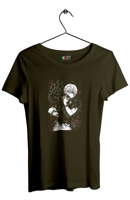 Women's t-shirt with prints Tokyo ghoul. Anime, drama, fiction, horror, kaneki ken, manga, tokyo ghoul. 2070702