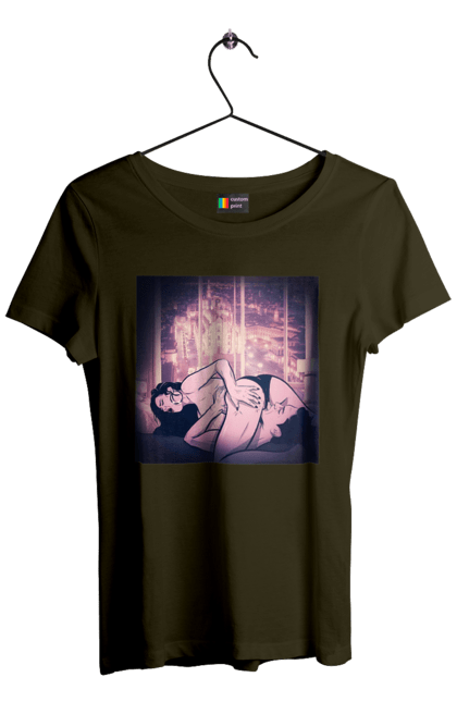 Футболка жіноча з принтом "Дорослі Ігри На Тлі Міста". Гола, кохання, лизати, трусики. 2070702