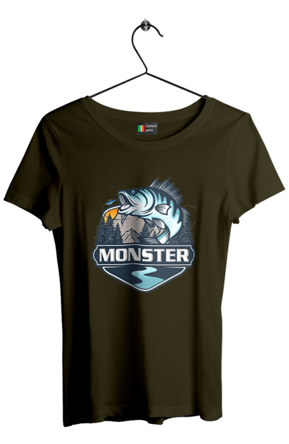Футболка жіноча з принтом "Рибалка". Монстер, рибак, рибалка, хоббі. 2070702