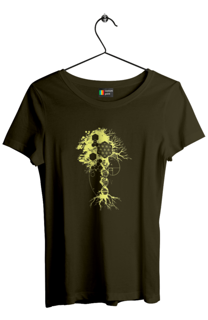 Women`s t-shirt with prints Tree of life. Chromosome, divine essence, dnk, fibonacci number, flower of life, flower space, gene, golden section, human genome, tree of life. 2070702