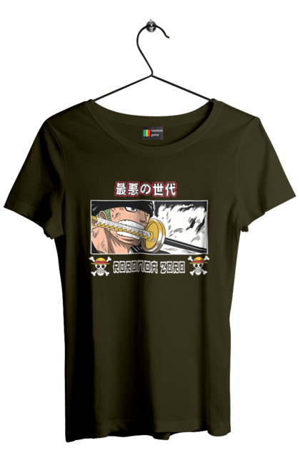 Women's t-shirt with prints One Piece Zoro. Anime, manga, one piece, roronoa zoro, straw hat pirates, swordsman, zoro. 2070702