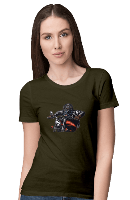 Women`s t-shirt with prints Gorilla On A Moped. Gorilla, moped, speed. 2070702