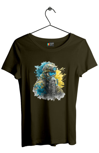 Футболка жіноча з принтом "Снайпер ЗСУ". Армія, зсу, прапор україни, символи україни, снайпер, солдат, україна. 2070702