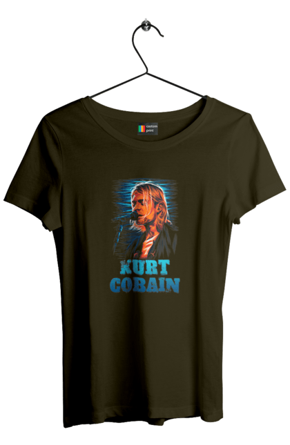 Футболка жіноча з принтом "Курт Кобейн". Cobain, kurt, kurt cobain, nirvana, гурт, кобейн, курт, курт кобейн, нірвана, рок. 2070702