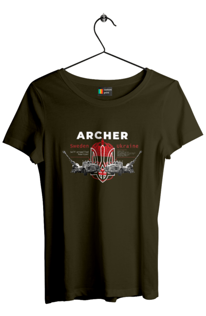 Футболка жіноча з принтом "Archer". Archer, bayraktar, caesar, himars, javelin, nlaw, patriot, weapon, zaluzhny. 2070702