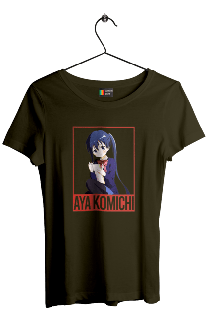 Футболка жіноча з принтом "Золота мозаїка Ая Коміті". Anime, aya komichi, kiniro mosaic, kinmoza, manga, аніме, ая коміті, золота мозаїка, коміті, манга. 2070702