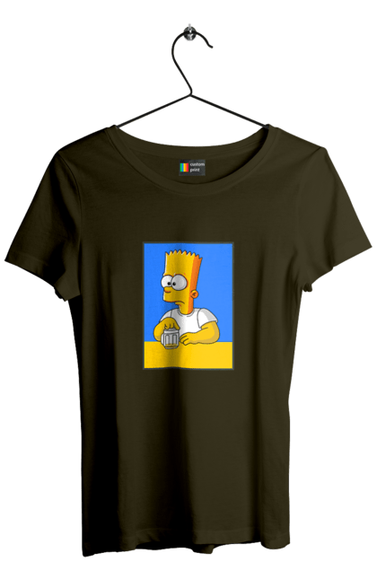 Футболка жіноча з принтом "Барт любитель пива". Барт, барт сімпсон, мультперсонажі, мультфільми, сімпсони, український прапор. 2070702