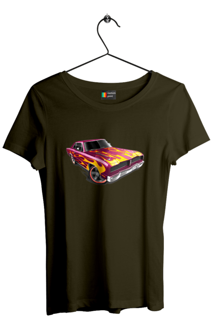 Футболка жіноча з принтом "Машина вогонь". Їзда, машина, швидкість. 2070702