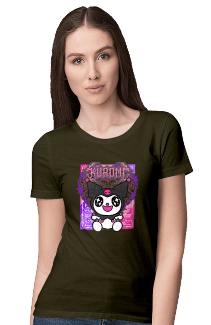 Women's t-shirt with prints Hello Kitty Kuromi. Anime, character, hello kitty, kuromi, my melody, sanrio. 2070702