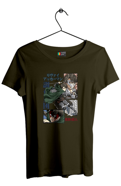 Women's t-shirt with prints Attack on Titan Levi. Ackerman, anime, attack on titan, levi, manga, shingeki no kyojin, survey corps. 2070702