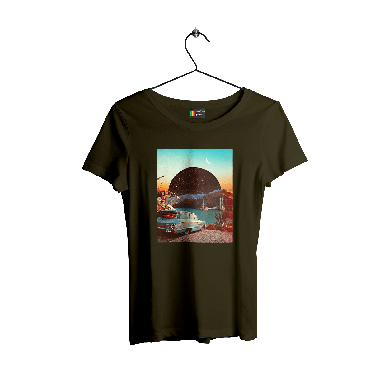 Картина, машина у речки