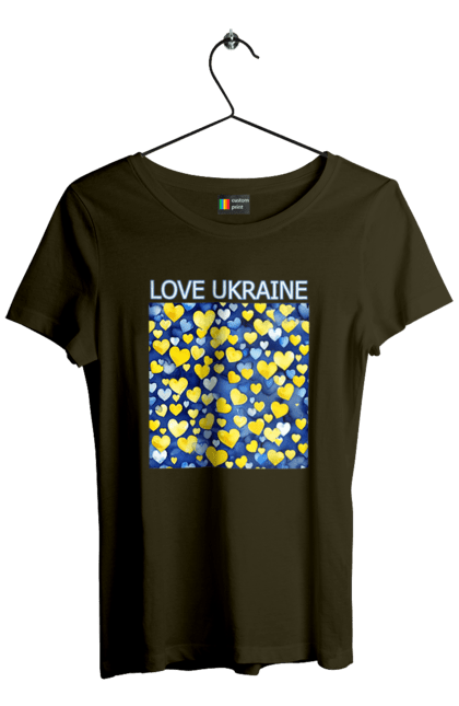 Футболка жіноча з принтом "Люблю Україну". Люблю україну, любов, серце, символи україни, україна, українська символіка. 2070702