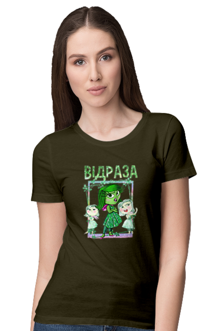 Women's t-shirt with prints Inside Out Disgust. Cartoon, disgust, emotions, inside out, pixar. 2070702