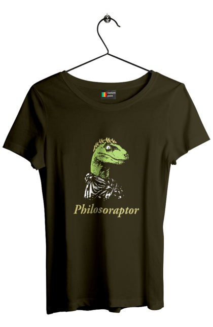 Футболка жіноча з принтом "Філосораптор". Philosoraptor, raptor, velociraptor, велоцираптор, динозавр, мем, раптор, філосораптор, філософ, філософія. 2070702