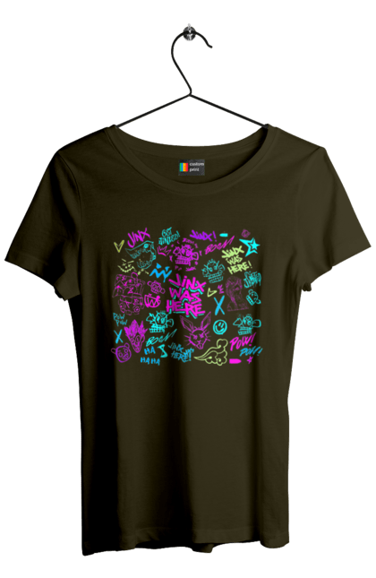 Футболка жіноча з принтом "Аркейн". Arcane, fortiche, league of legends, riot games, аркейн, вай, джинкс, мультсеріал, фентезі. 2070702