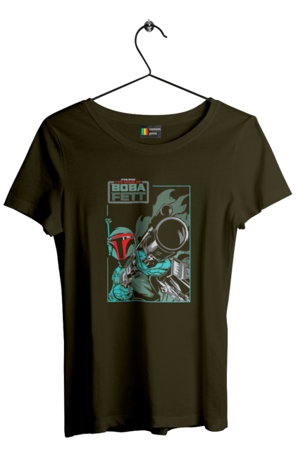 Women's t-shirt with prints Boba Fett. Bob fett, boba fett, clone, head hunter, star wars. 2070702