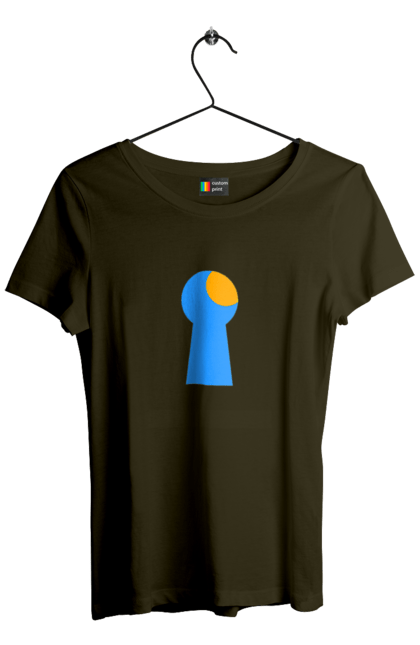 Women`s t-shirt with prints Замочная скважина. Castle, cleft, door, interest, key, light through, open the door, well. 2070702