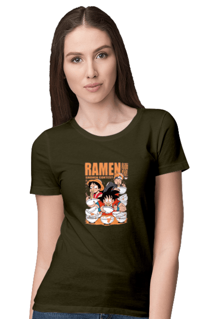 Women's t-shirt with prints Ramen. Anime, characters, food, goku, luffy, manga, naruto, ramen. 2070702