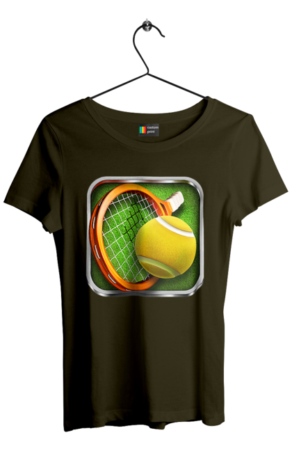 Футболка жіноча з принтом "Теніс". Великий теніс, гравці, лондон, м`яч, призовий фонд, ракетка, спонсор, турнір на ґрунті, турнір на траві, турнірна сітка. 2070702