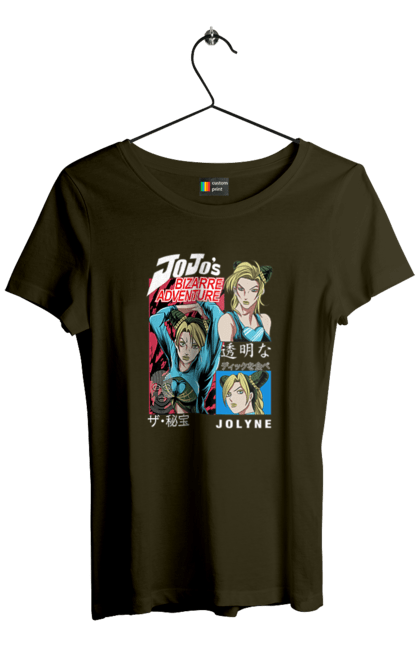 Women's t-shirt with prints JOJO Jolyne Cujoh. Anime, jojo, jojo`s bizarre adventure, jojo’s bizarre adventure, jolyne cujoh, manga. 2070702