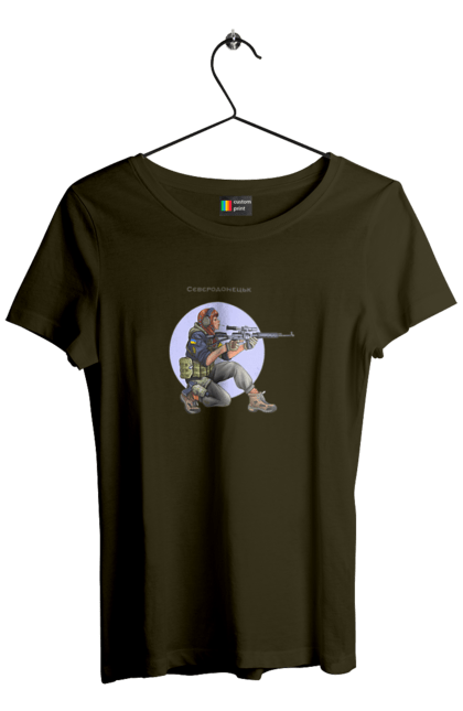 Футболка жіноча з принтом "Сєверодонецьк". Аграрії, арестович, буча, війна, герб україни, герої, зелений, зупиніть війну, иди нахуй, ірпінь, київ, кім, маріуполь, мир, мрія, ні війні, одеса, орда, орки, привид києва, птн пнх, путін хуйло, російський військовий корабель, слава україні, україна, харків, чорнобаївка. 2070702