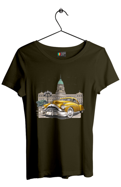 Футболка жіноча з принтом "Автомобіль та архітектура модерн". Автомобіль, архітектура, модерн. 2070702