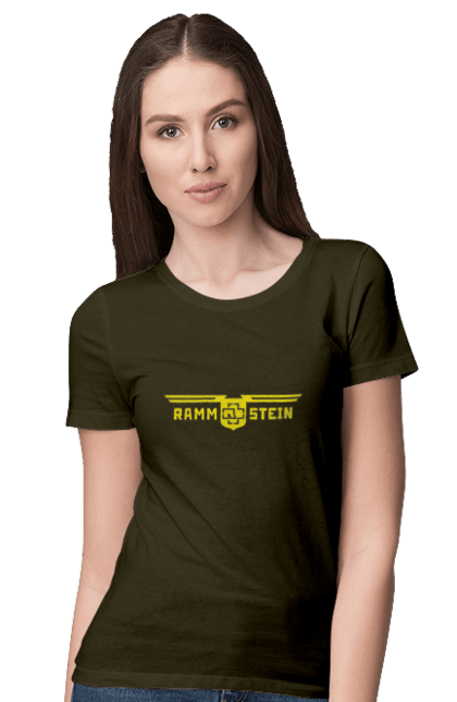 Women's t-shirt with prints Rammstein. Gothic metal, group, hard rock, industrial metal, music, rammstein, ramstein. 2070702